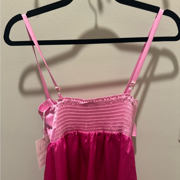 NWT! Show Me Your Mumu Best Bow Dress in Colorblock Pink - S - Picture 7 of 8